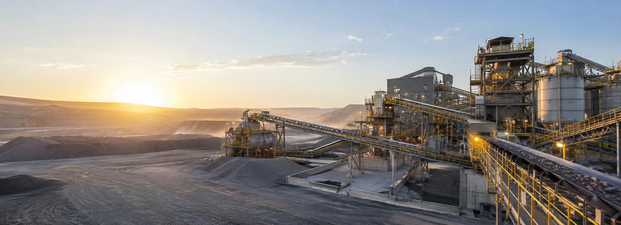 Planta industrial de beneficiamento em operação; asset provisório para a direção de arte